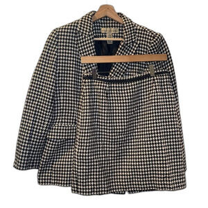 Vtg Apostrophe Black And White Blazer and skirt set wool blend ladies coat SZ 6